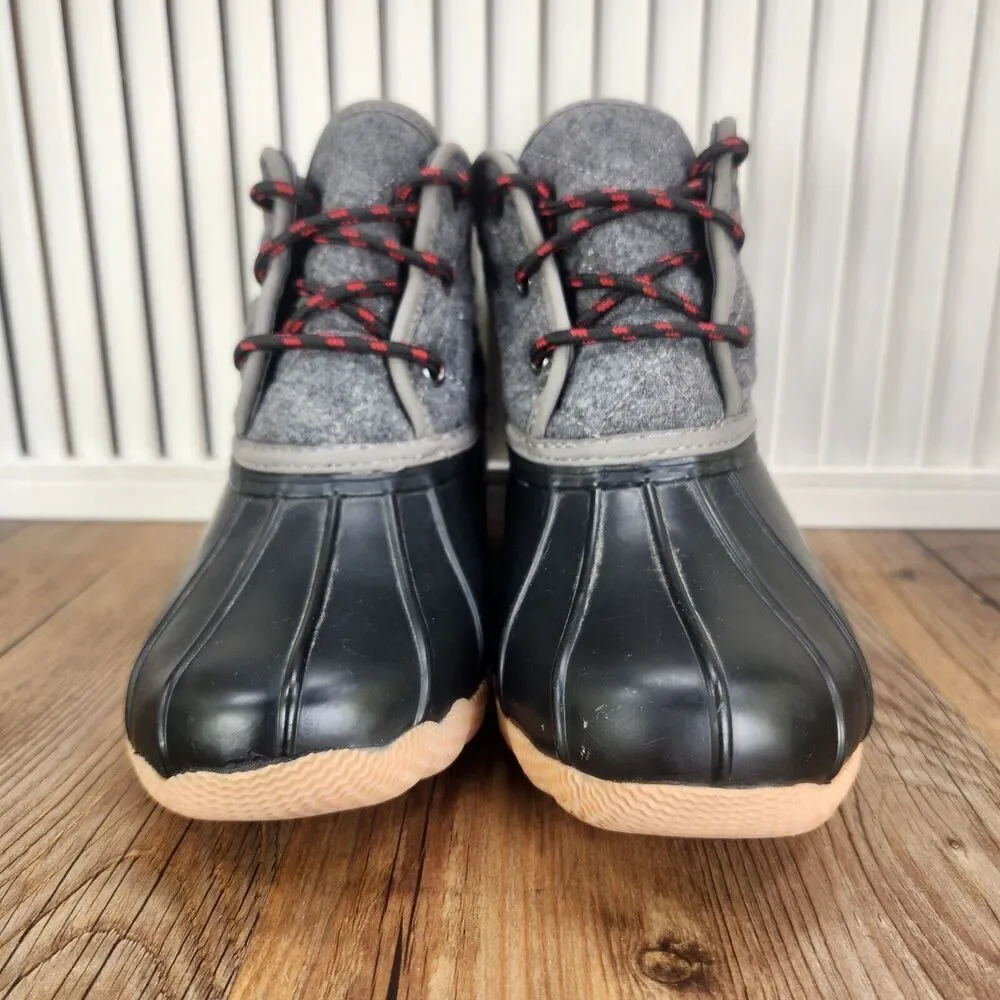 Skechers Pond Lil Puddles Womens Size 7 Black Gray Ankle Rain Duck Boots 44376